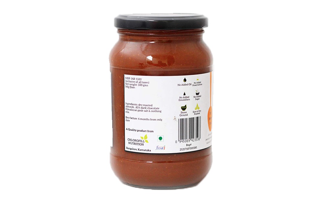 All Over Nuts 85% Dark Chocolate Almond Butter Creamy   Glass Jar  500 grams